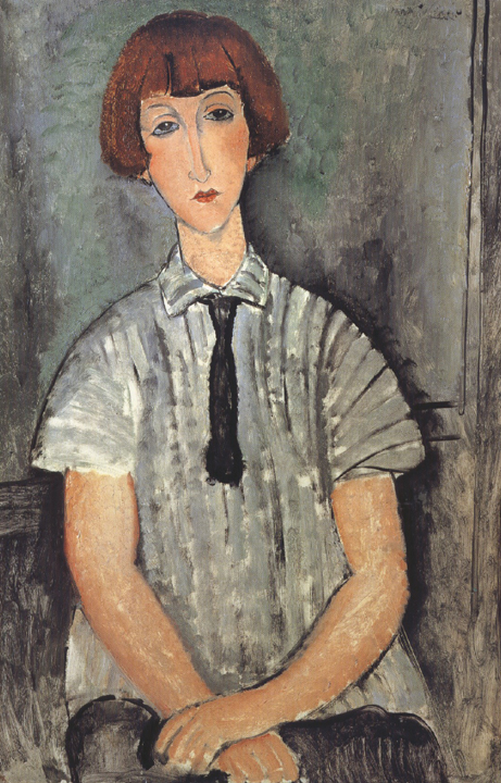 Young Woman in a Striped Blouse (mk39)